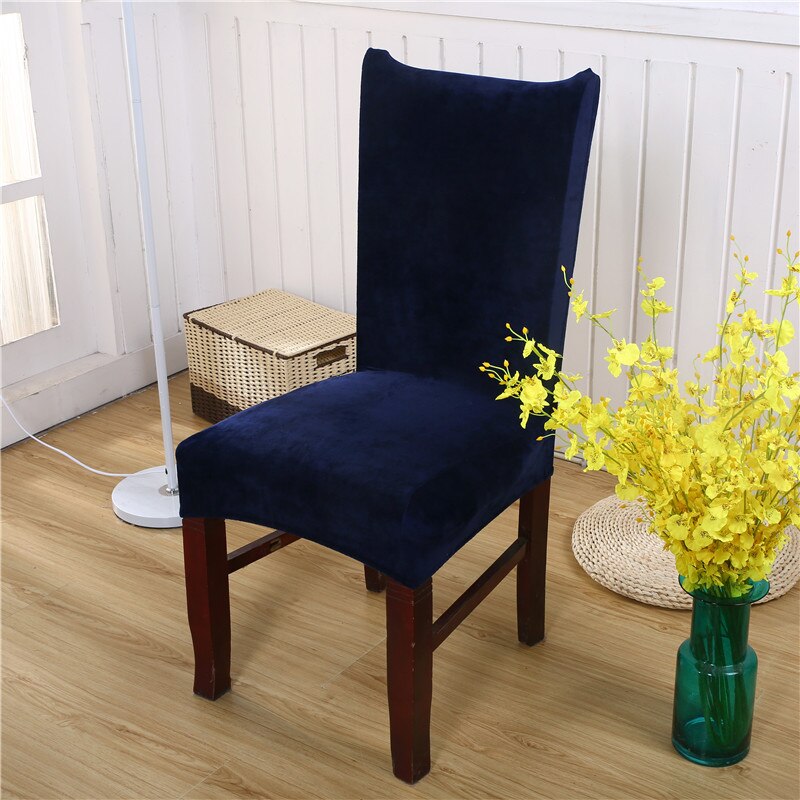 Housse de chaise élastique Anti-acariens, couleur unie, antidérapante, extensible, résistant au lavage, sans plis: Navy