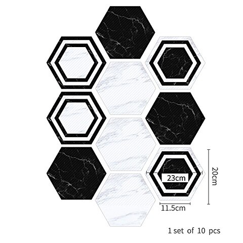 10pcs/set Imitation Marble Hexagonal Tile Stickers Bathroom Kitchen DIY Home Nonslip Floor Tiles Stickers: 9