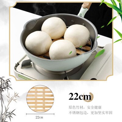 22/26/28/30CM Bamboo Wood Kitchen Steaming Rack For Dumplings And Steamed Buns: Light Green