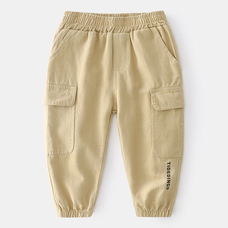Spring Autumn Children&#39;s Baby Pants Korean Casual Pants Boys&#39; Pants Leggings Kids Girl Long Solid Color Pants Overalls: Khaki / 110cm