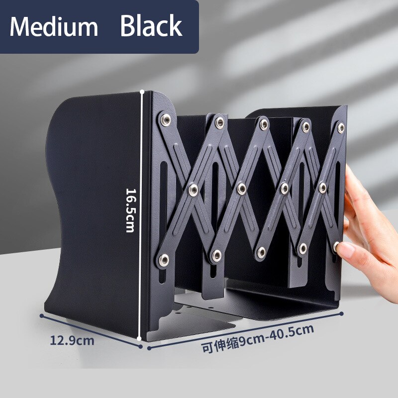 Estantería retráctil de Color, utilizada para estantes de libros, estantes ajustables, con soportes para bolígrafos, escritorios, suministros de oficina: Black-medium