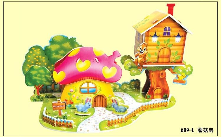 3D jigsaw puzzles children kids toys educational Puzzles DIY Puzzle Jigsaw Baby Kid learning Castle pattern Children Houses: Child Puzzles 8