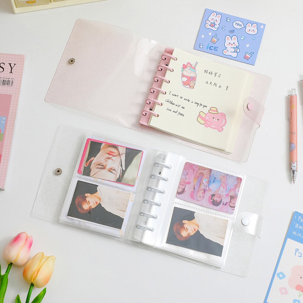 Square Loose Leaf Diary Notebook Photo Album 3 5 inch Photocard Holder DIY PVC Binder Goo Card Storage Book Korean Stationery
