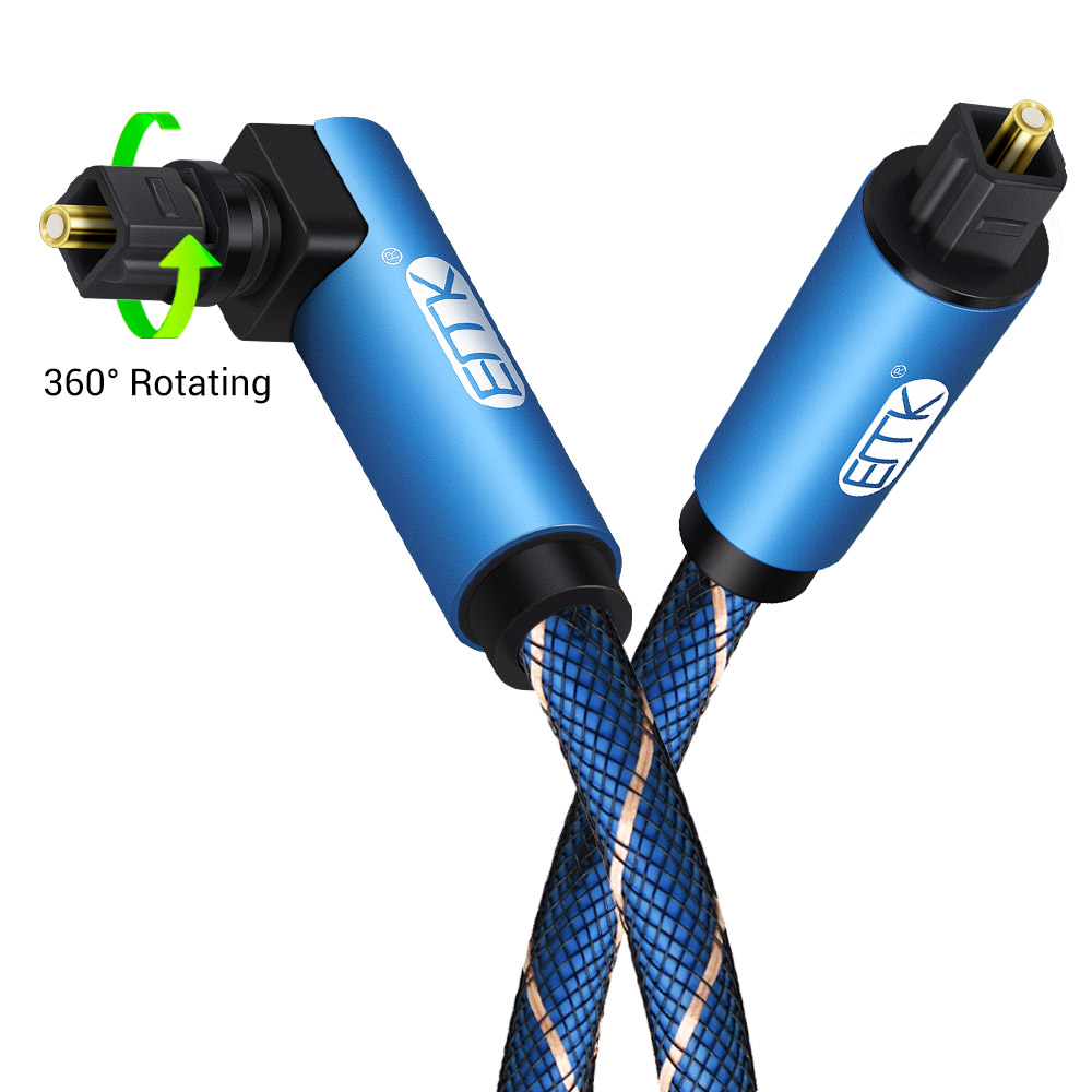 EMK 90-stopniowy cyfrowy optyczny kabel audio 5.1 Kątowy kabel Toslink SPDIF do odtwarzacza Blu-ray Xbox Soundbar Kabel światłowodowy: Niebieski / 1.5 m