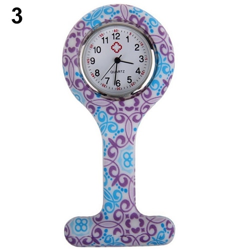 Reloj de bolsillo para mujeres y enfermeras, broche de silicona estampado a la para enfermeras, Túnica, reloj de bolsillo con cadena, esfera de acero inoxidable de cuarzo: 3