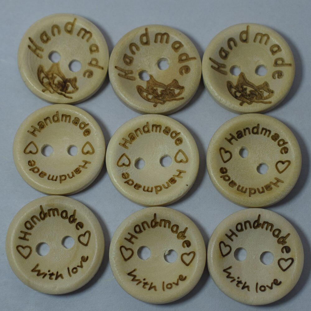 100 stuks handgemaakte houten knoopjes met letters en 2 gaten in natuurlijke kleur, doe-het-zelf naaien, houten knopen voor handwerk, scrapbooking 15/20/25mm