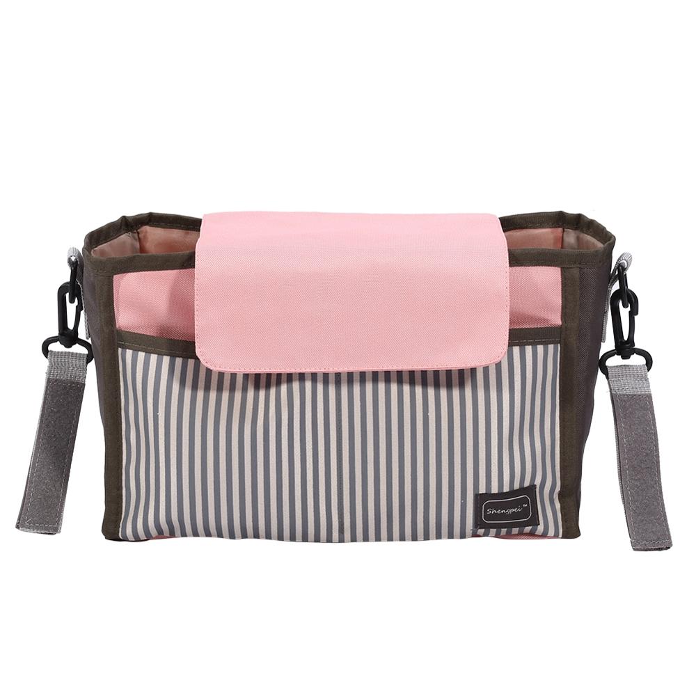 Baby Stroller Organizer Bag Mummy Diaper Bag Hook Baby Carriage Waterproof Large Capacity Stroller Accessories Travel Nappy: pink