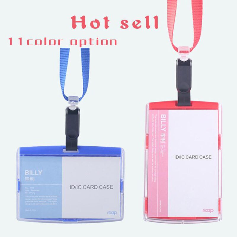 Porte-Badge multicolore d'affaires de étui pour carte d'identité acrylique avec des fournitures scolaires d'employé de lanière de sécurité (taille Standard)