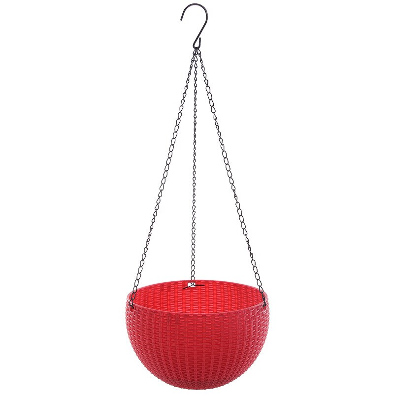 Cadena de 46cm macetas colgantes cesta de flores jarrón plástico jardín cuarto de niños imitación tejido de mimbre PP decoración para el hogar cestas de balcón: Red