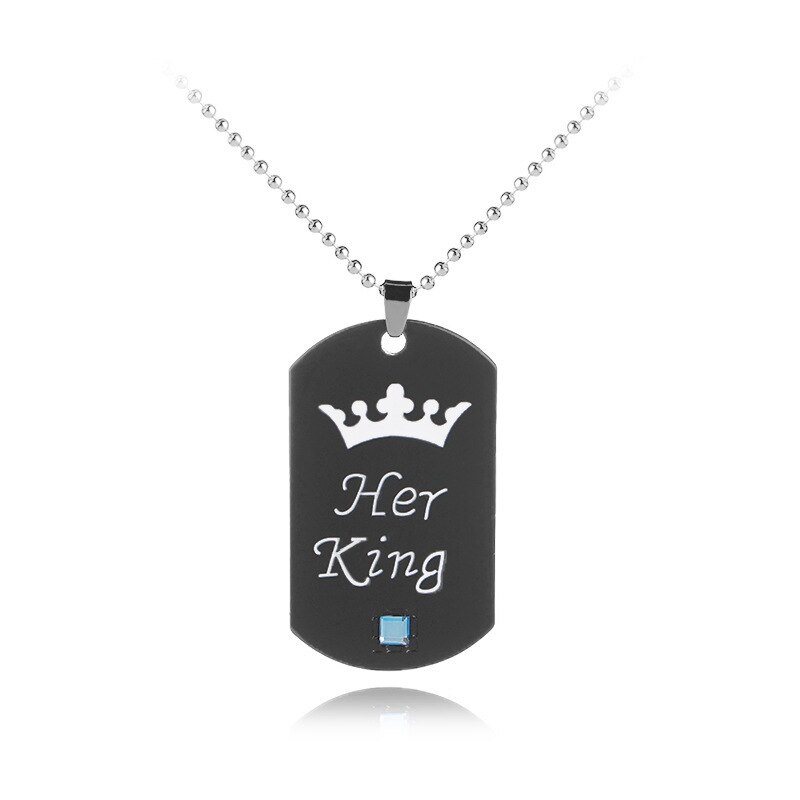 Halskette für paare mit krone, ihr könig, seine königin, diamantkette mit schriftzug, romantische erinnerung ein sterben allianz, schlüsselbeinkette