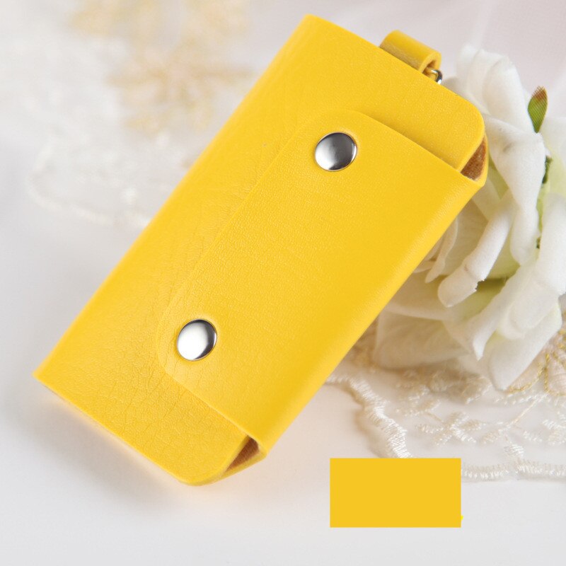 Porte-clefs de voiture unisexe porte-clefs en cuir synthétique polyuréthane porte-clés porte-clés pour femmes hommes organisateur voiture porte-clés femme de ménage couvre sac: Jaune