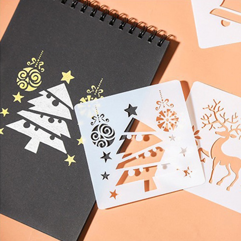 12 stk julestencil julemand snemand snefnug plast skabelon diy lagdeling stencil maleri scrapbog album dekorativt