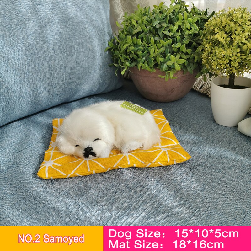 Belle Simulation chien dormant avec son Husky dalmatiens frontière Collie Samoyed Golden Retriever voiture décoration animaux jouets: NO.2 Samoyed