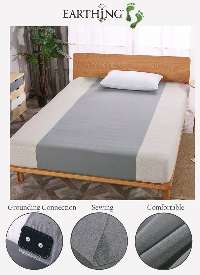 Earthing Gray Half Sheet health care Anti-free radicals Anti-Aging sleep well Best for parents familys