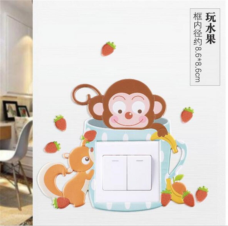 Cartoon Monkey switch sticker wall sticker Switch Light Switch Outlet wall decor Bedroom decoration Room Decor