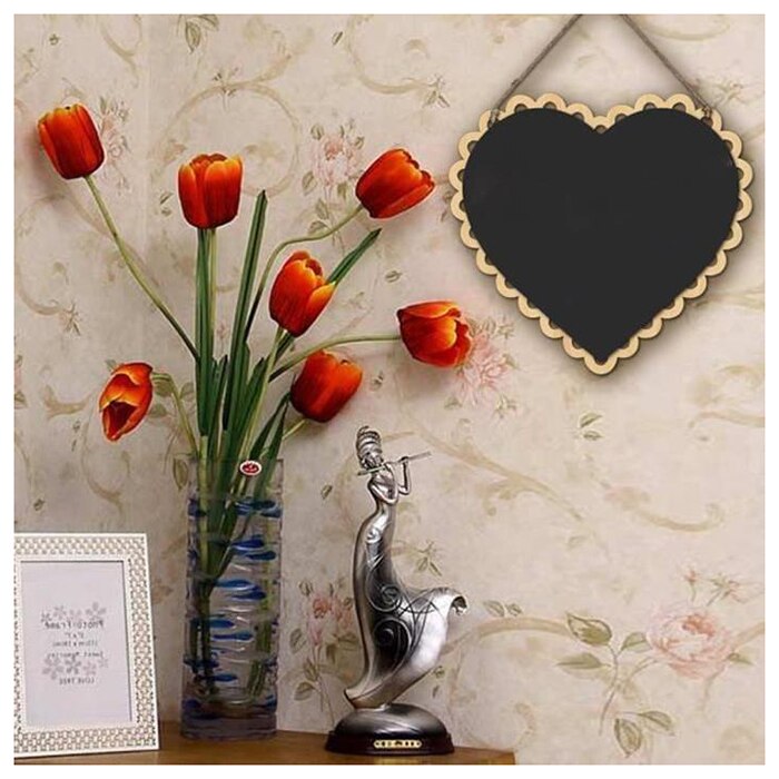 10 Pieces Mini Hanging Chalkboard Wood / Slate Chalkboard Black Hanging Wood writable erasable Blackboard in Message board Woo