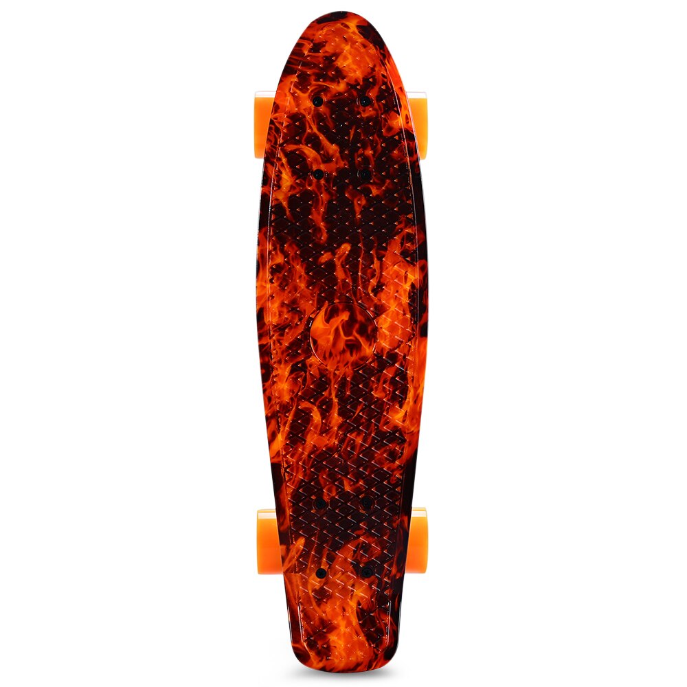 CL - 78 Four Wheels Printing Flame Pattern Skateboard Complete 22 Inch Retro Cruiser Longboard