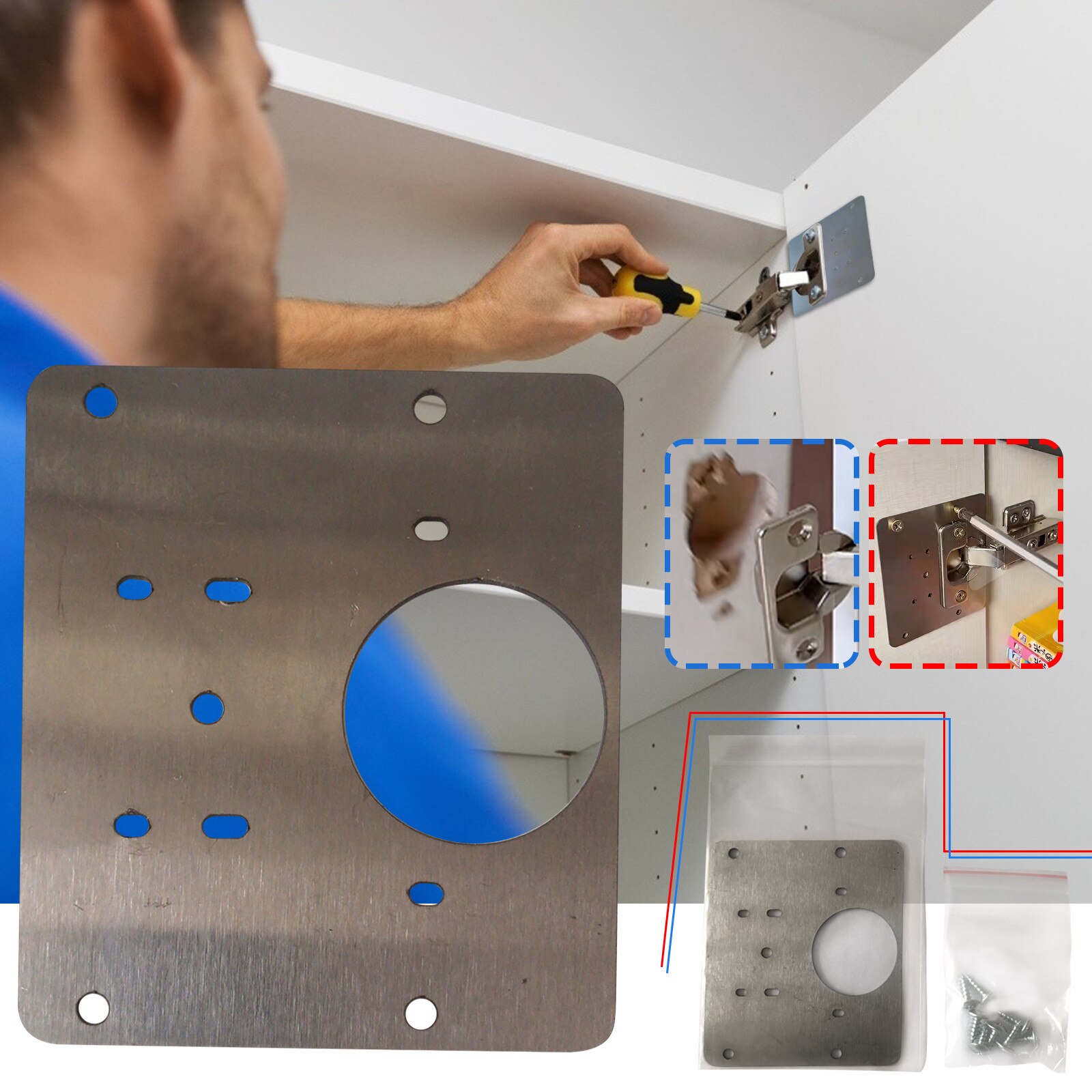 Keuken Kast Deur Scharnier Reparatie Kit Kast Scharnier Reparatie Zijpanelen Mount Keuken Deur Scharnier Reparatie Platen 1/2/4Pcs
