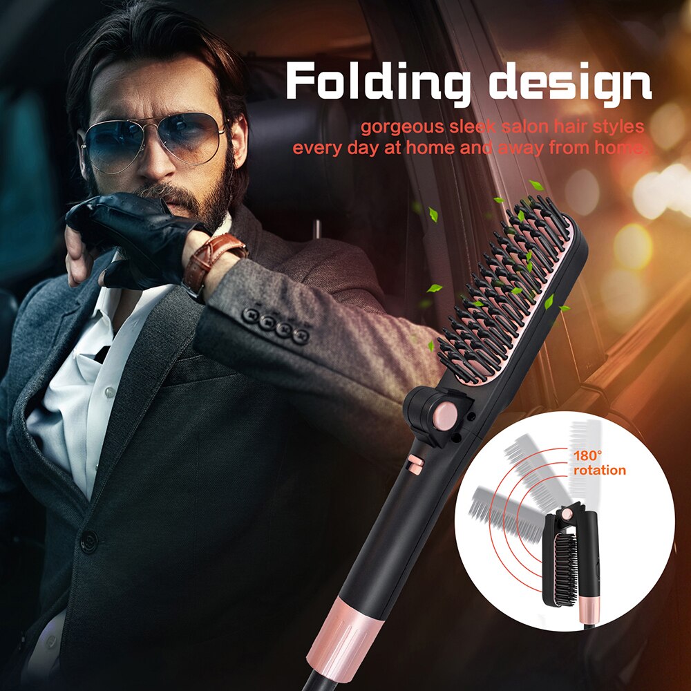 Cepillos eléctricos para el pelo peine peine alisador Anti-escaldado plegable peine recto Ioned 360 Cepillo giratorio secador de pelo