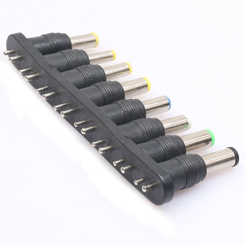 Universal 1 set = 8pcs / set 5pin Jack Plugs DC for Laptop AC Power Adapter Tips Connectors for Computer Notebook black