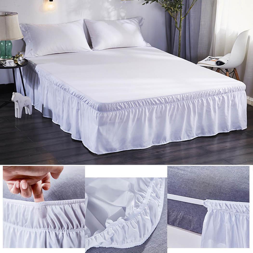 Elastisch Bed Rok voor Twee Persoons Bed, Omwikkelbare Geplooide