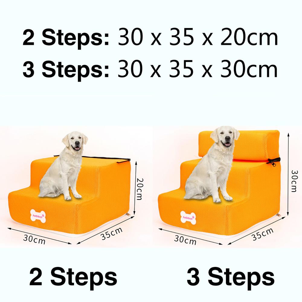 Hond Trap Hond huis Ademend Anti-slip Verwijderbare Huisdier Bed Trappen Hond Oprit 2 Stappen Ladder voor Kleine Honden лестница для собак: I / 3 Steps