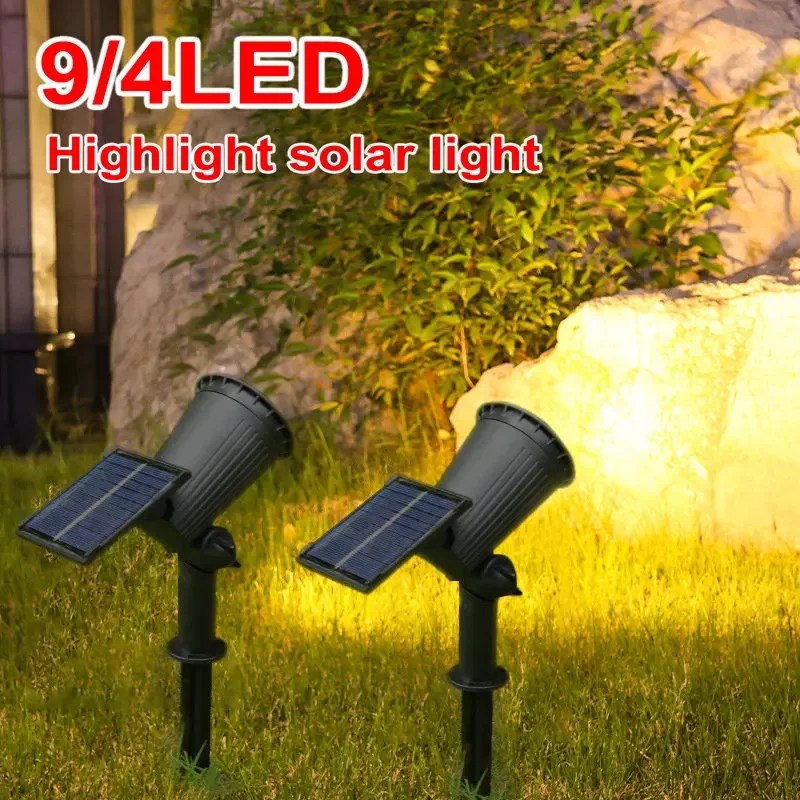 9-LED-Solar--LED-Lichtstrahler für Höhle Außenbereich, IP65, wasserdicht, Helligkeit einstellbar, für Garten, Hinterhof, Auffahrt, Terrasse, Dekoration