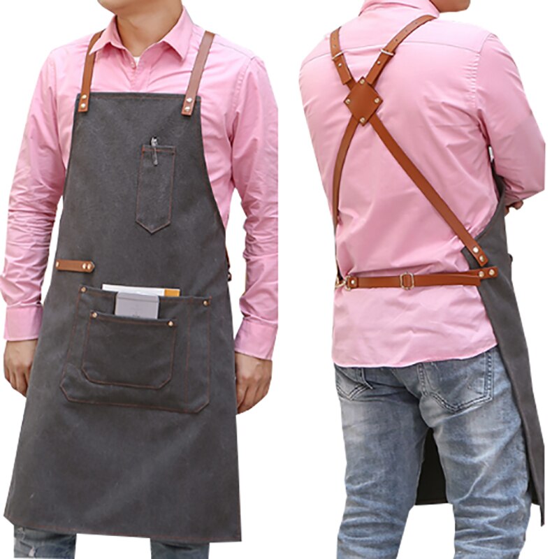 Senyue madlavningsforklæde til køkkenforklæde til kvinde mænd kok tjener cafe butik grill frisør værktøj forklæde