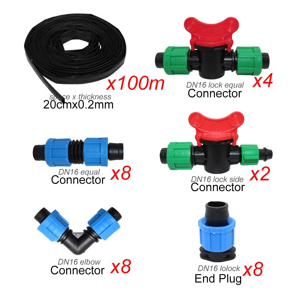 MUCIAKIE 100M Garden Greenhouse Drip Irrigation System Watering Kit Tape with 20CM Space Emitter Water Irrigation System: FxAB819C