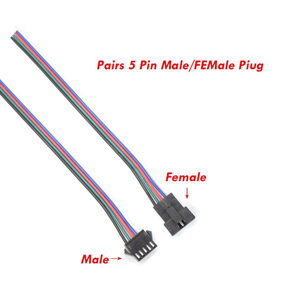 1to2 Splitter SM JST Male Female Connector Wire Cable 2pin 3pin 4pin 5pin for DC 5-24V rgb cct RGB RGBW LED Strip Light: 5pin / 10 pack