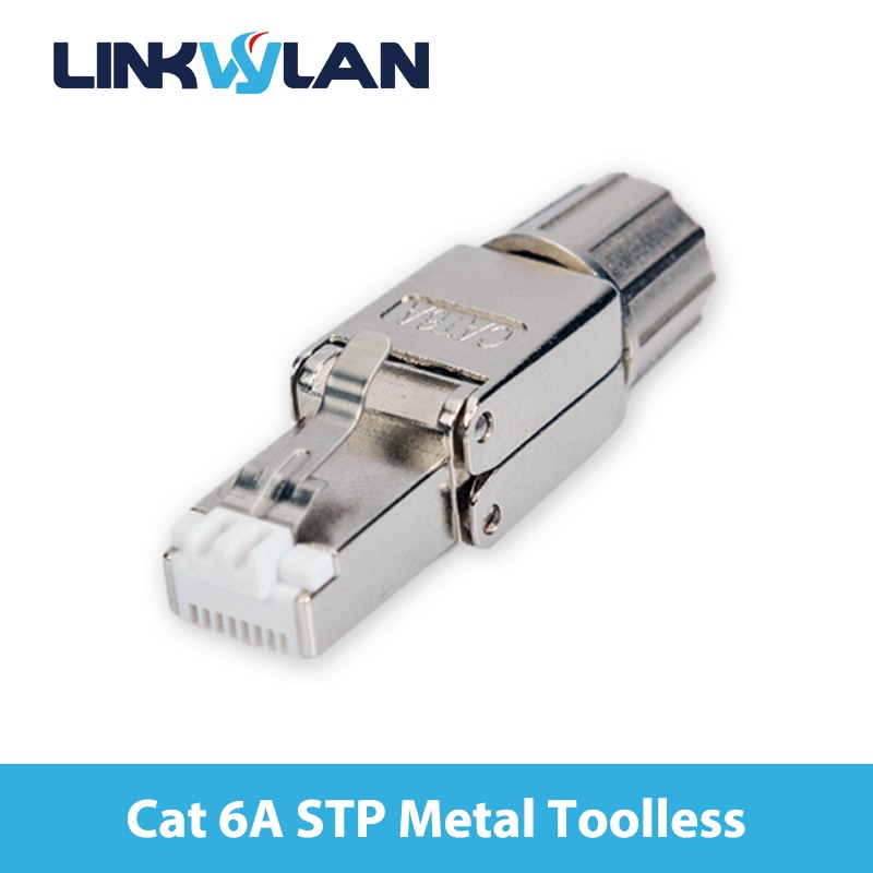 Conector de campo RJ45 8P8C Cat 6A Cat7, enchufe de terminación completamente blindado, enchufe Modular sin herramientas para Cables de instalación sólidos 23AWG: Plata