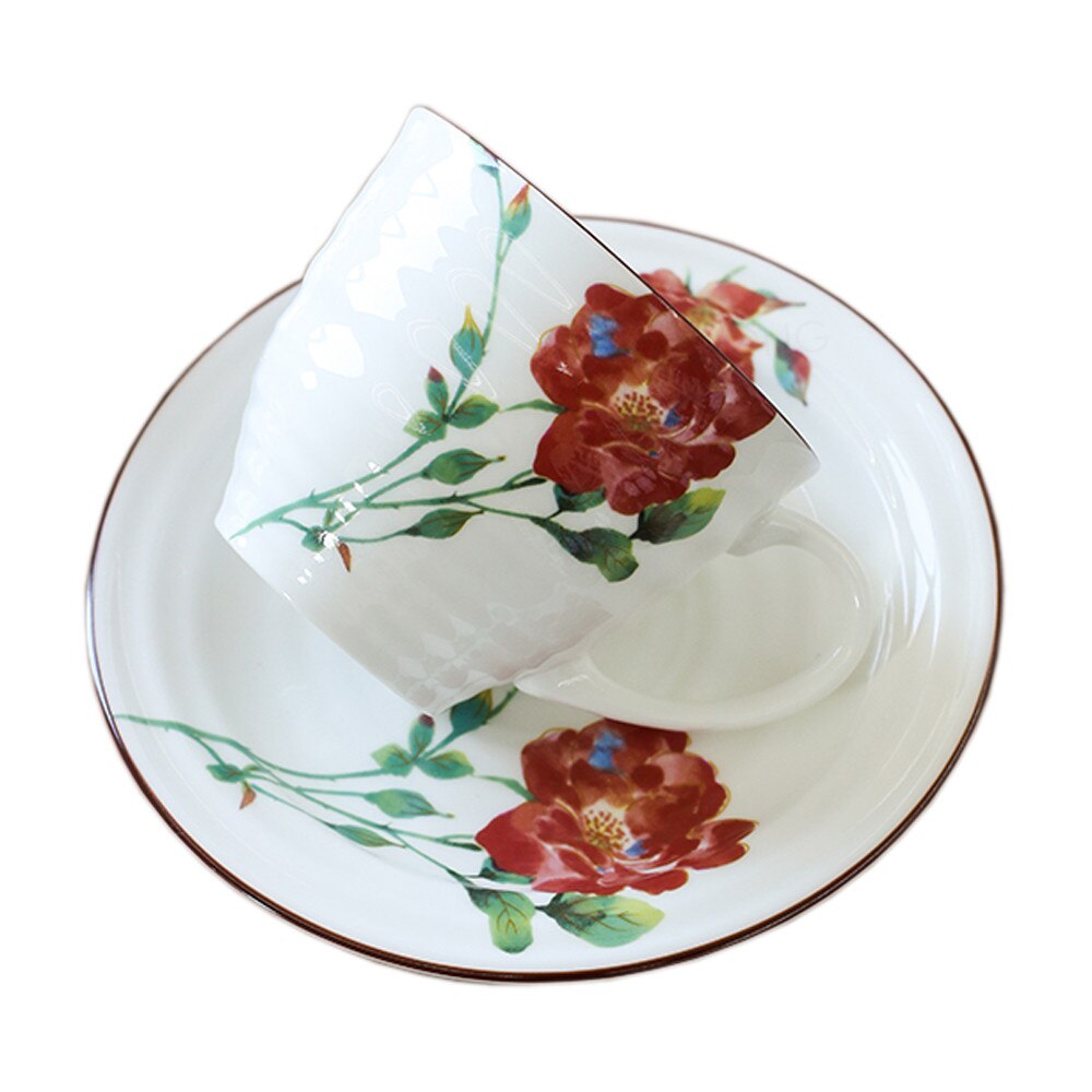 Porcelain Teacup and Saucer Set Ceramic Coffee Cup Set, Coffee Mug Set,