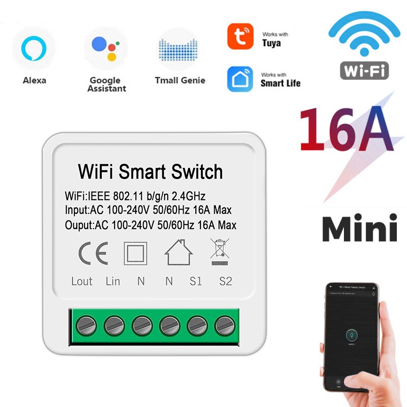Smart WiFi Circuit Breaker Time Timer Relay Switch Smart Home House Voice Remote Control by Tuya App for Alexa Google Home