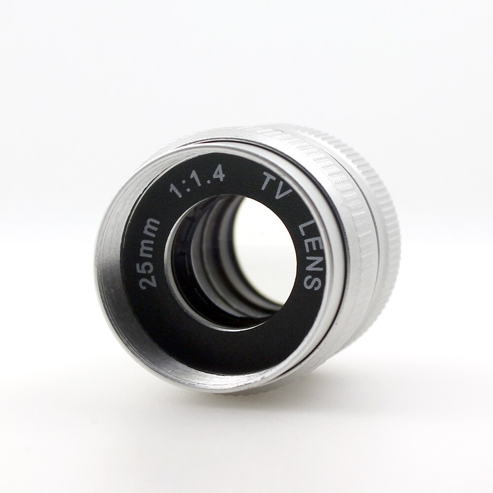 TV Lens/CCTV Lens industrial camera lens for C Mount Camera 25mm F1.4 in Black/Silver