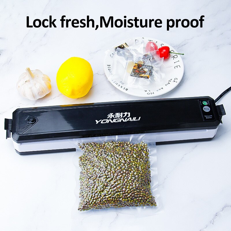 220V Food Vacuum Sealing Machine Film Container Food Sealing Machine Protector Including 10Pcs Vacuum Packaging Bag: Single pump Black