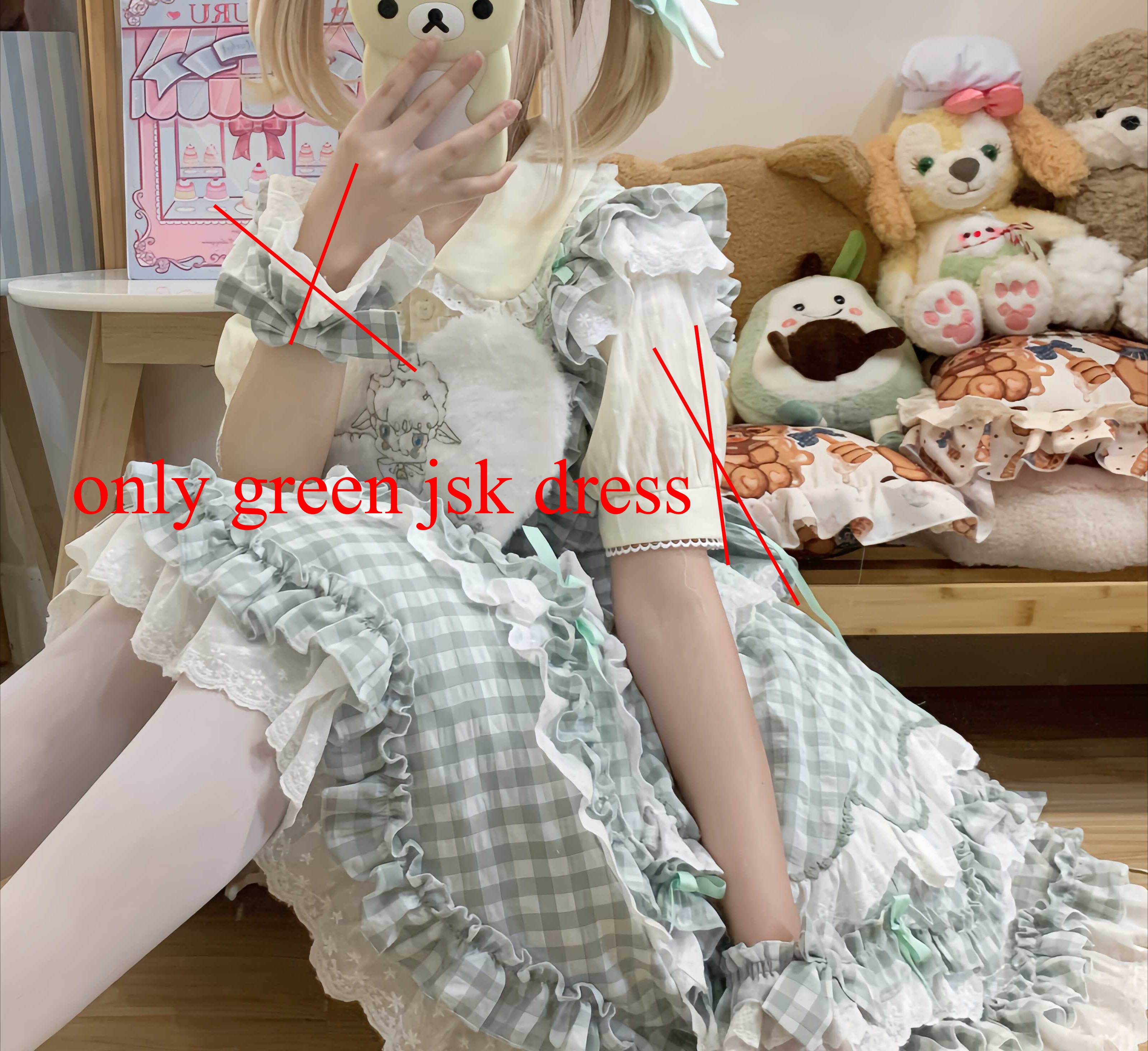 Lolita-stil sød jsk selekjole efterårs sød pige blondesyning ærmeløse kawaii kjoler til kvinder