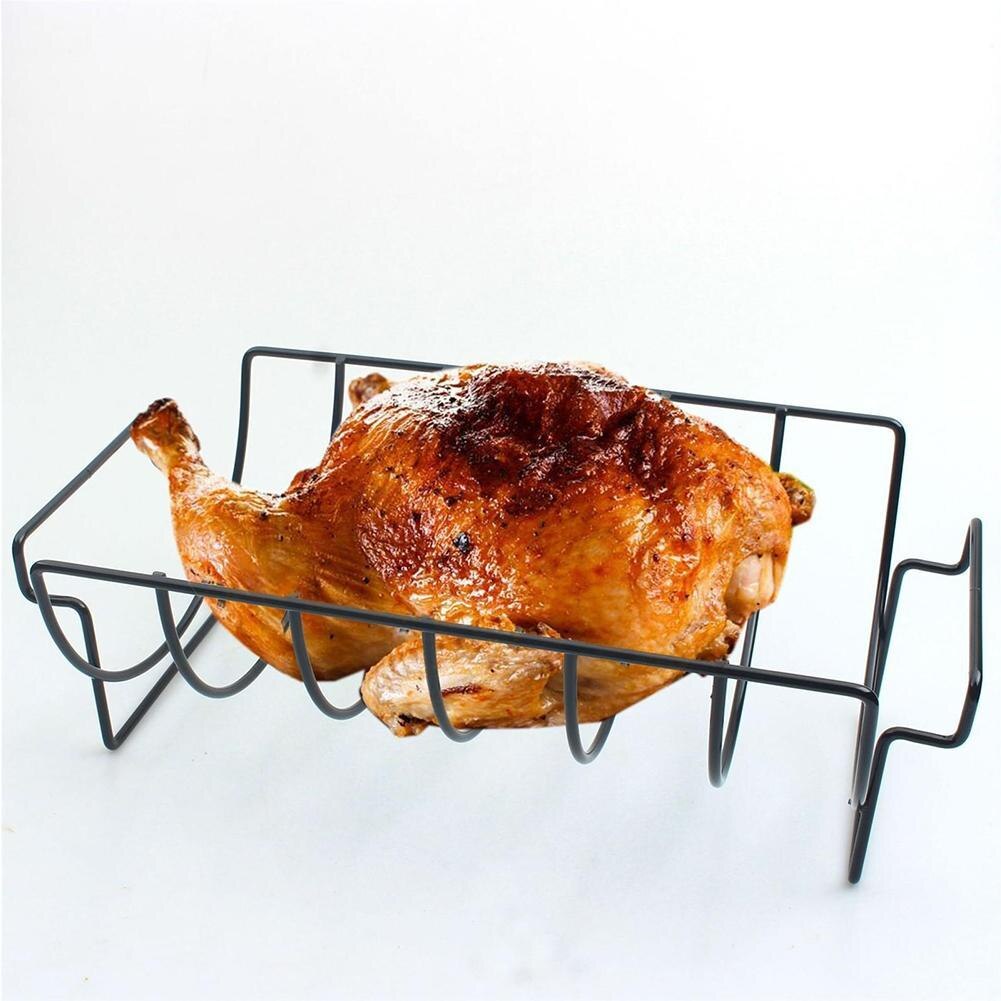 Non-stick Rib Plank Bbq Stand Barbecue Gebraden Rack Rundvlees Bbq Kip Stalen Rek Grillen Ribben Baske Grillen w7H2