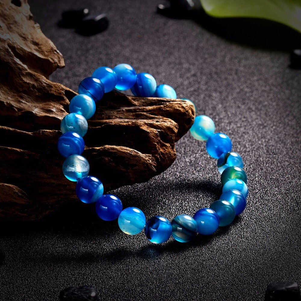 Natural Stone Bracelets Indian Natural Stone Amethysts Beaded Round Beaded Stretch Bracelets Bangles Unisex