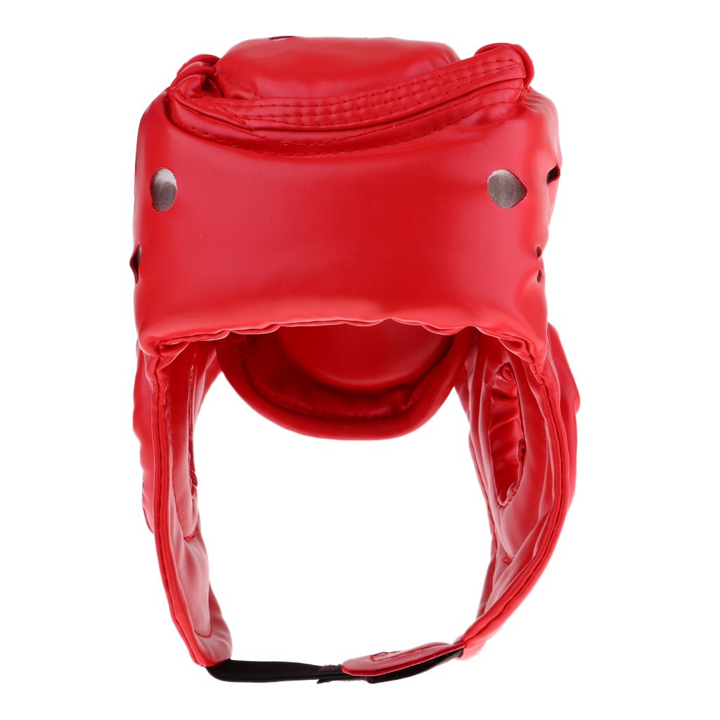 Hovedbeskyttelse pu læder boksning hovedbeklædning mma ansigt hovedbeskytter hjelm til børn unge voksne: Rød voksen