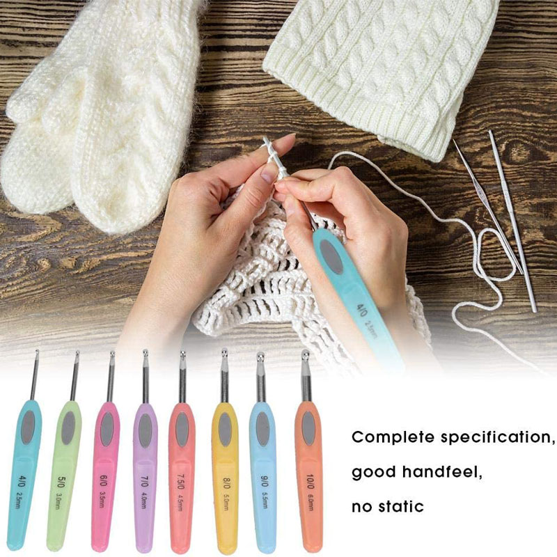 8Pcs/Set 2.5-6.0mm Crochet Hooks Aluminum Ergonomic Knitting Needle Hook Crochet Hook Knitting Needles for Crocheting Yarn Craft