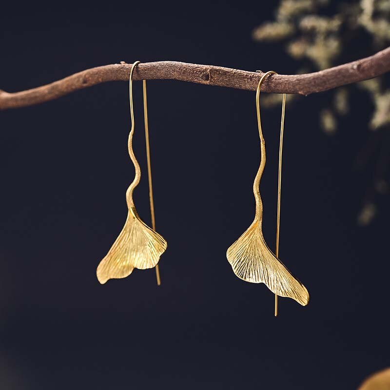 Ginkgo Leaf Shape Earrings For Women Geometric Dangle Leaf Trendy Bohemia Earrings Jewelry Accessories