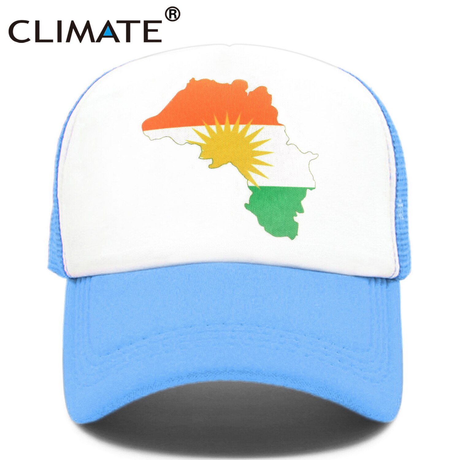 Clima Kurd Kurdistan Cap Kurds kurdistan Flag Map Trucker Cap verde all&#39;aperto Sport cappello Cap Cool Summer Mesh Cap uomo donna bambino: Cielo Blu / Kid 52to55cm head