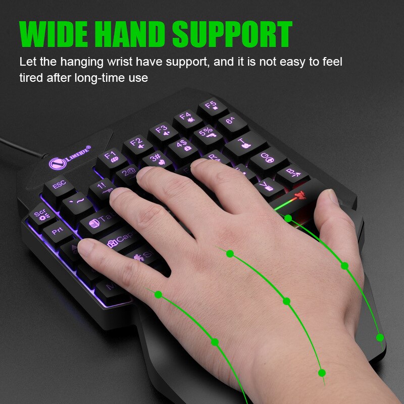 Gaming Keyboard Single Hand Mini Usb Ultra-slim Wired 35keys One Handedly Backlight Keyboard for Laptop Desktop PC Smartphone