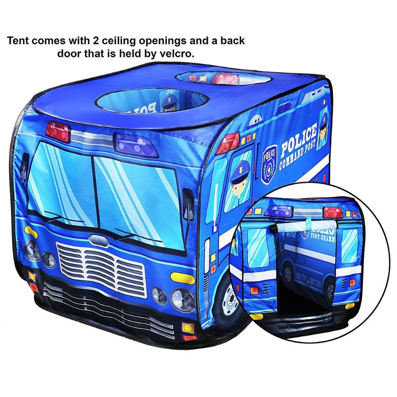 Foldable Play Tent Fire Truck/Police Car Pattern Indoor /Outdoor Playhouse for Toddlers