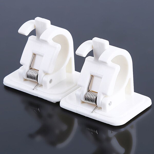 2 Pcs Shower Curtain Hanging Rod End Fixing Holder Clip Rack Hook for Home Bathroom OW