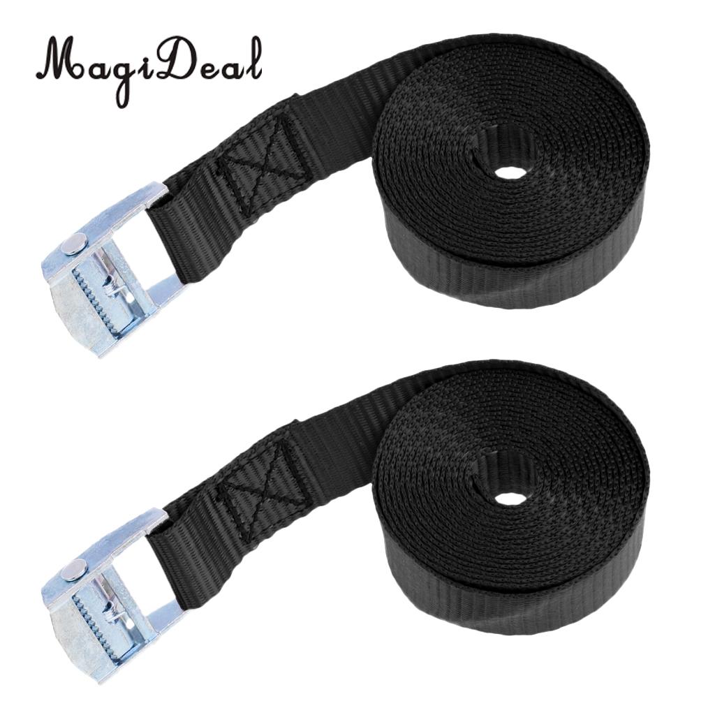 MagiDeal 2x Tie Down Straps with Cam Buckle Lashing Straps for Cargo Tie Down, Car Roof Rack, Luggage Kayak Carrier 2.5m Black