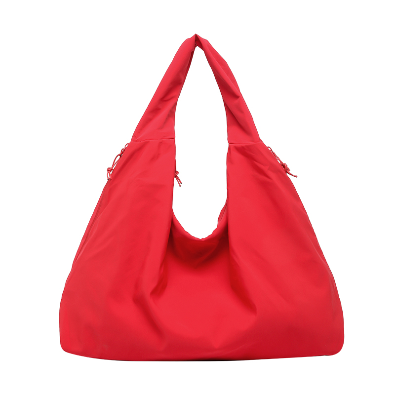 Bolso de compras grande de tela suave de color sólido, bolso de gran capacidad para viajes diarios, bolso grande de hombro: Rojo