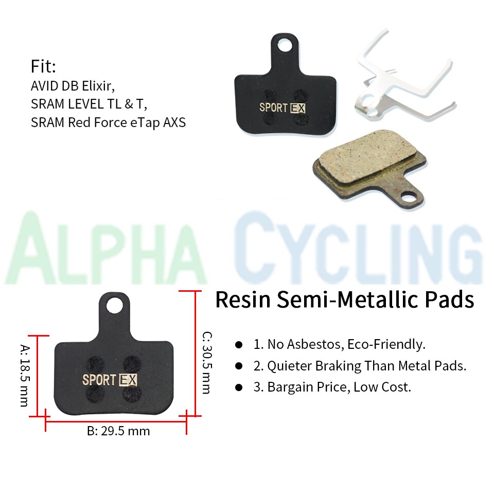 4 paar, fietsremblokken voor AVID DB Elixir SRAM LEVEL TL & T Red Force eTap AXS remklauw, Sport EX-klasse, hars
