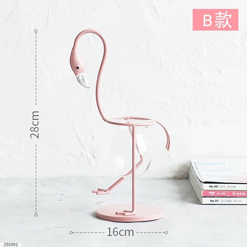 Jarrón de Metal con forma de flamenco para decoración del hogar, florero decorativo de 3 tipos con de flor, rosa, para mesa, boda y Navidad, accesorio de decoración para el hogar: Type B