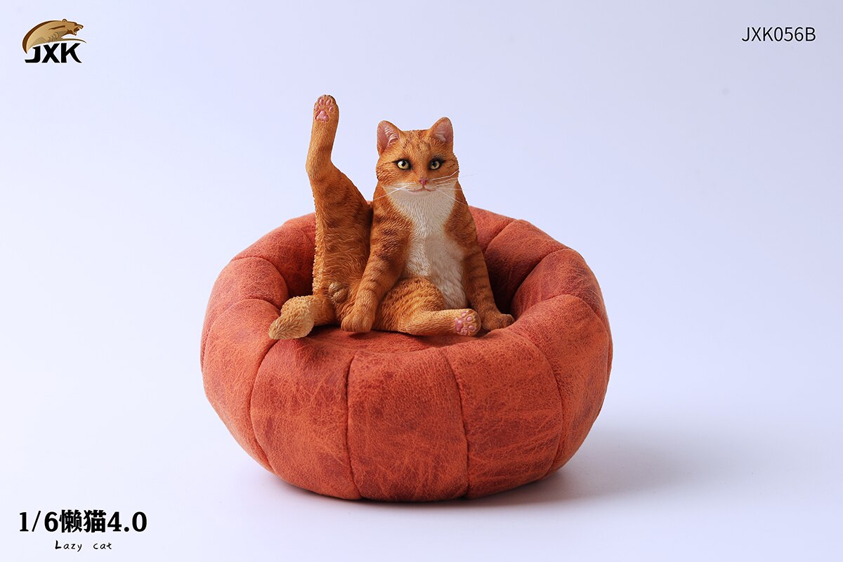 JXK 1/6 Lazy Cat with Sofa 4.0 Model Cute Pet Orange Cat Animal Figure Collector Decor Toy Handmade Oenaments Adults Kids